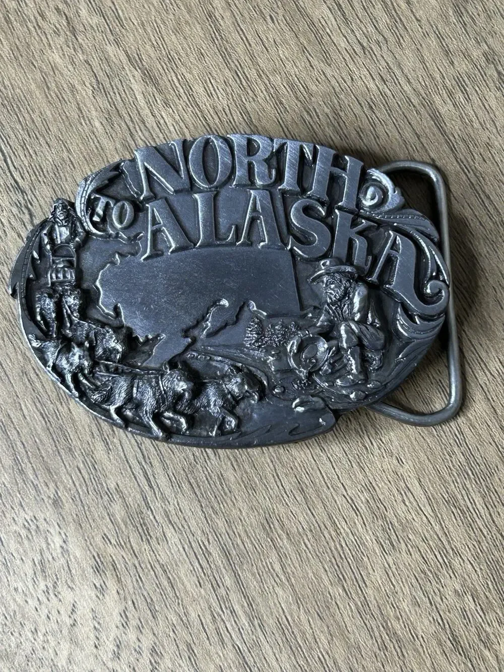 North to Alaska Belt Buckle Dog Sled Prospector Vintage 1984 Siskiyou